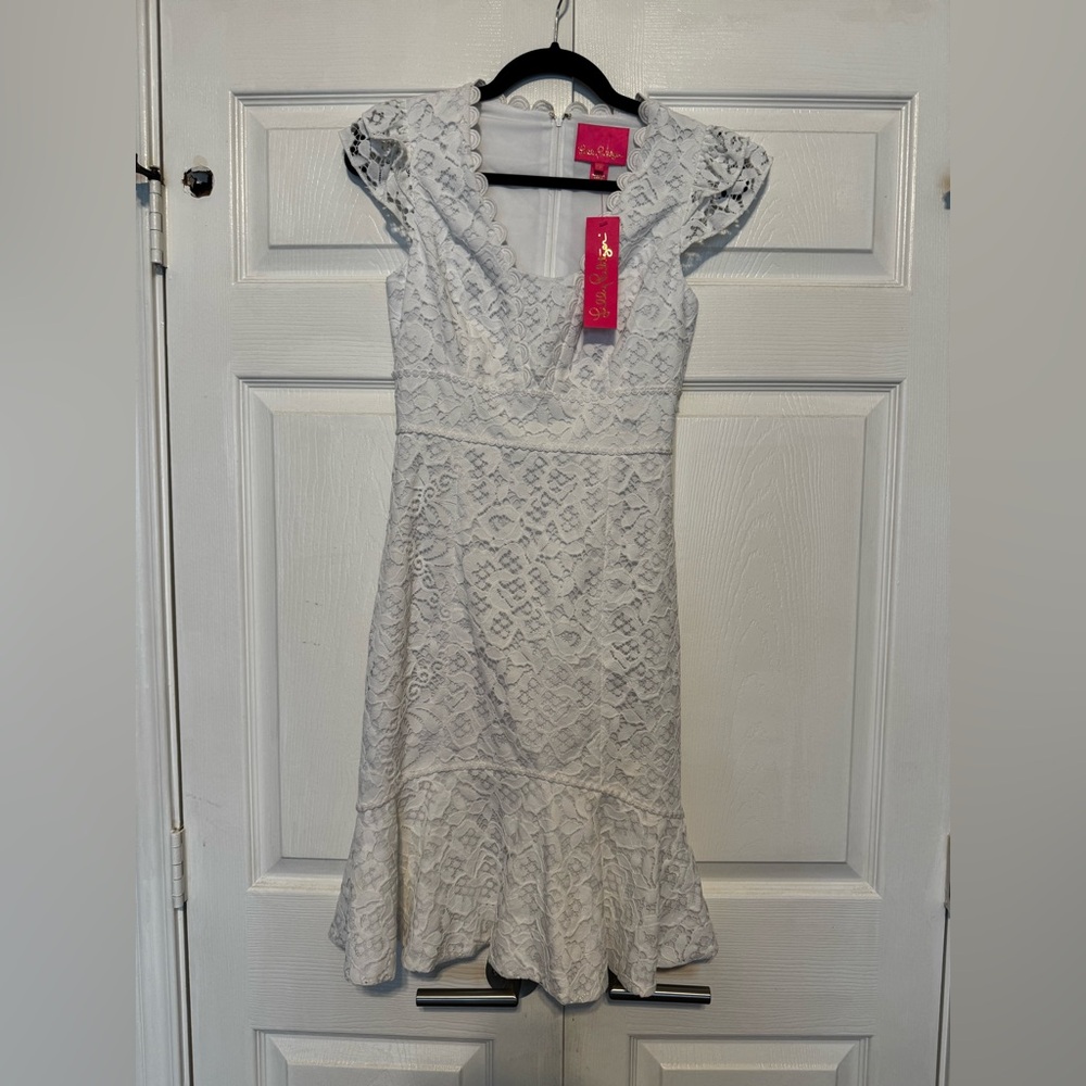 Lilly Pulitzer | Marlyn Dress, Resort White, Hey Hey Bouquet Lace | Size 00